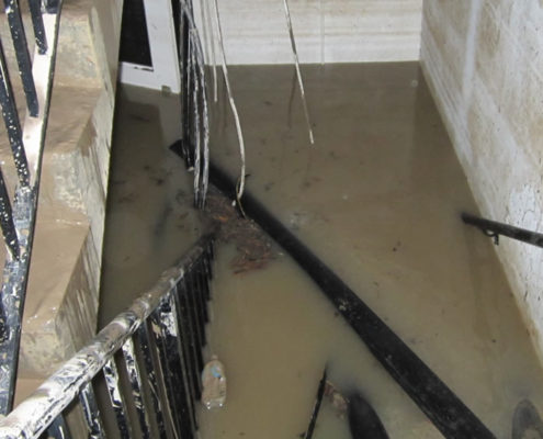 Flooded stairwell